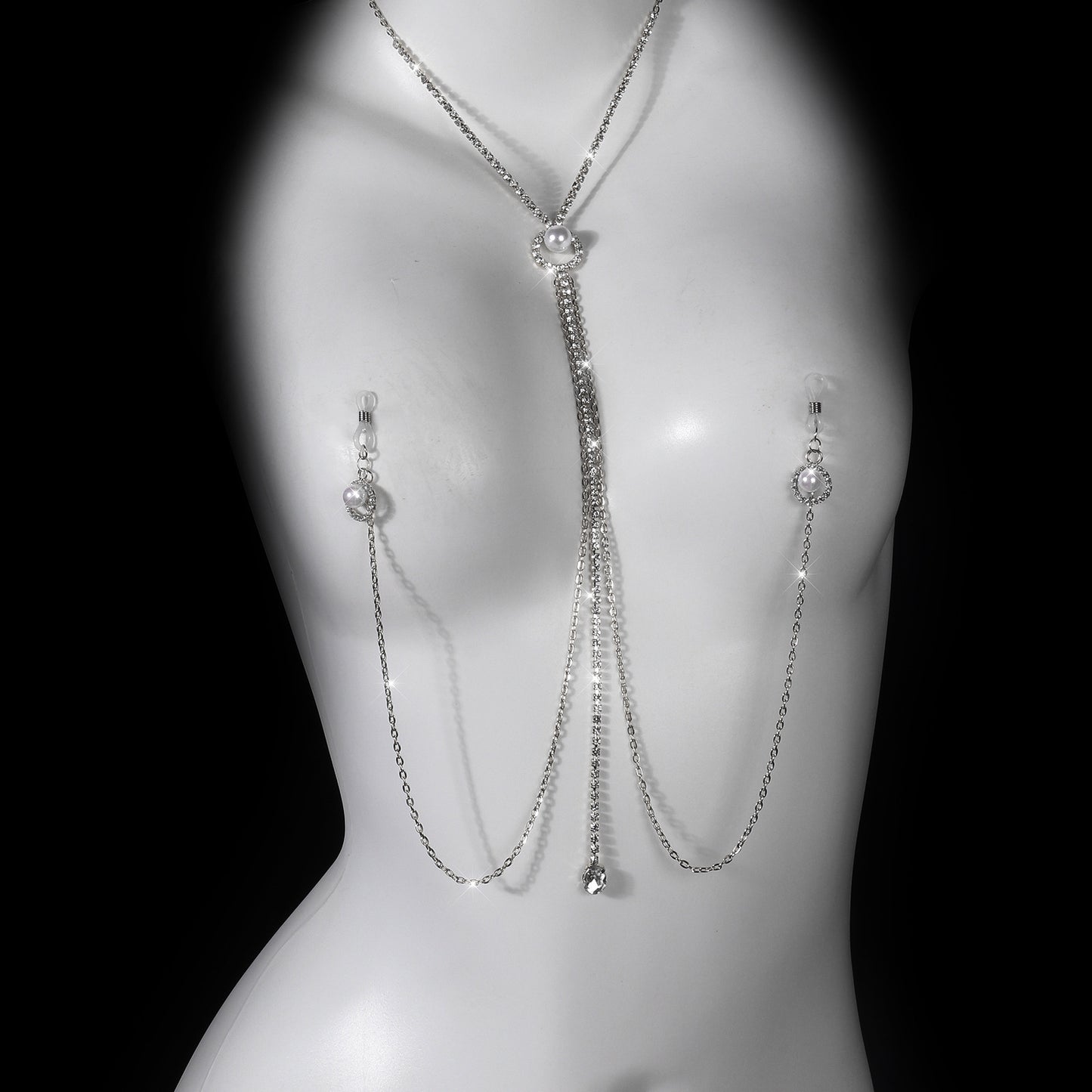 Celestial Pearls Body Chain with Nipple Jewelry