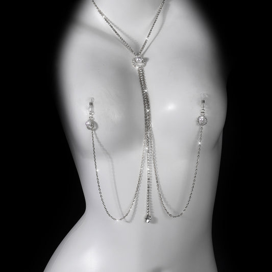Celestial Pearls Body Chain with Nipple Jewelry
