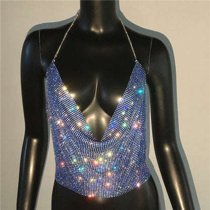Crystal Veil – Rhinestone Drape Halter Top mooods