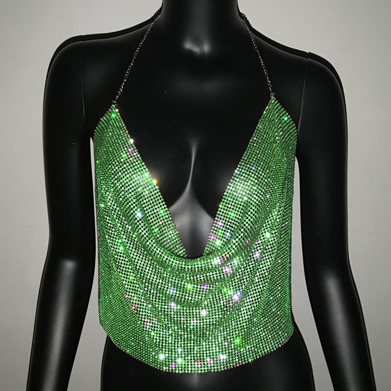 Crystal Veil – Rhinestone Drape Halter Top mooods