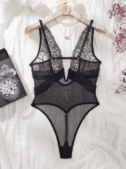 Crystal Lace Plunge Bodysuit mooods