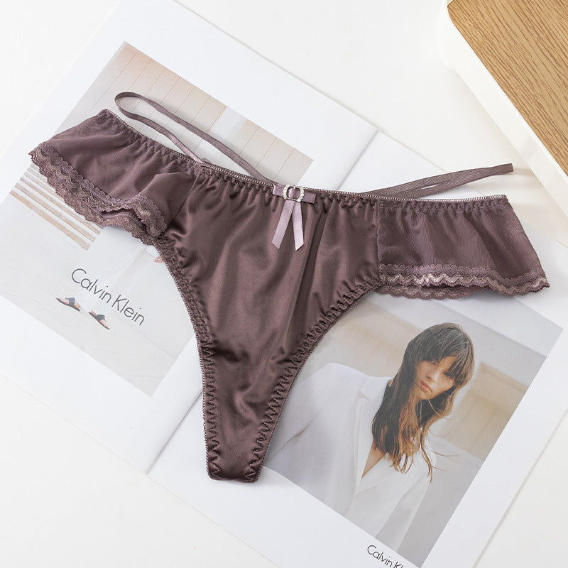 Satin Lace Trim Thong – One Size Buy 3, Get 1 FREE!