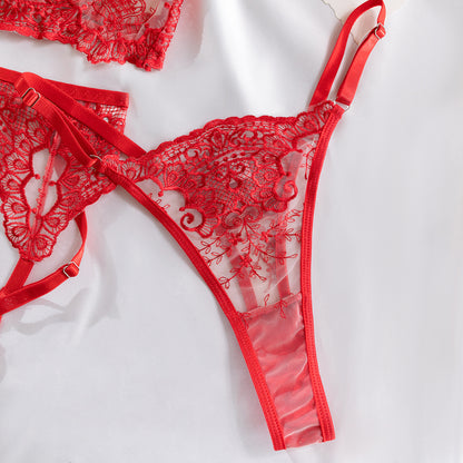 Crimson Reverie – Embroidered Lace Lingerie Set mooods
