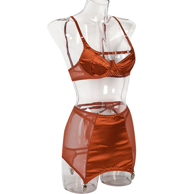 satin aura ensemble lingerie set mooods