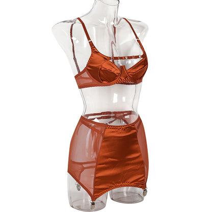 satin aura ensemble lingerie set mooods