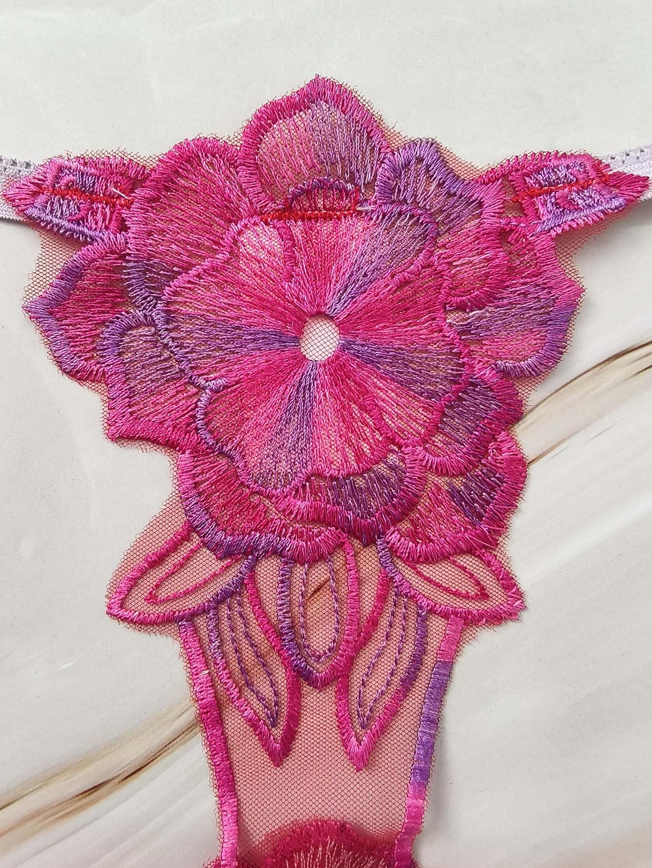 Floral Illusion Embroidered Thong mooods