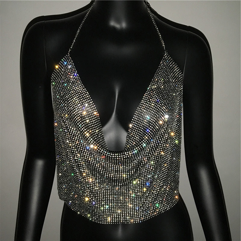 Crystal Veil – Rhinestone Drape Halter Top mooods