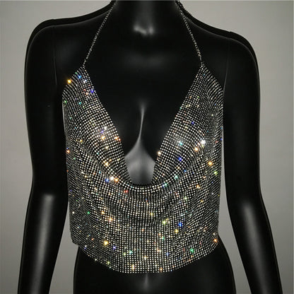 Crystal Veil – Rhinestone Drape Halter Top mooods
