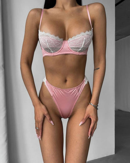 Lace Balcony Bra & High-Waist Bridal Panty Set mooods