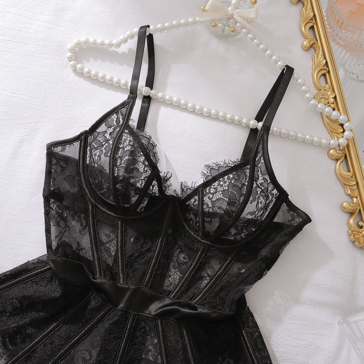 Shadow Lace Corset Babydoll Set mooods
