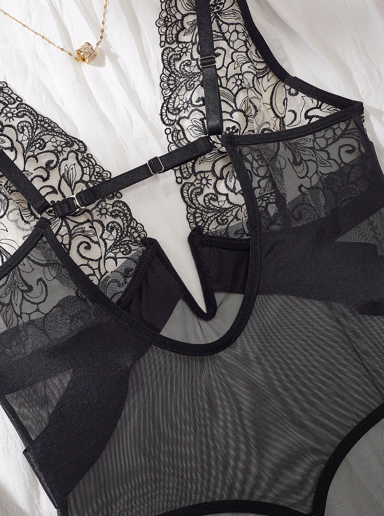 Crystal Lace Plunge Bodysuit mooods