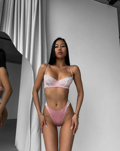 Lace Balcony Bra & High-Waist Bridal Panty Set mooods