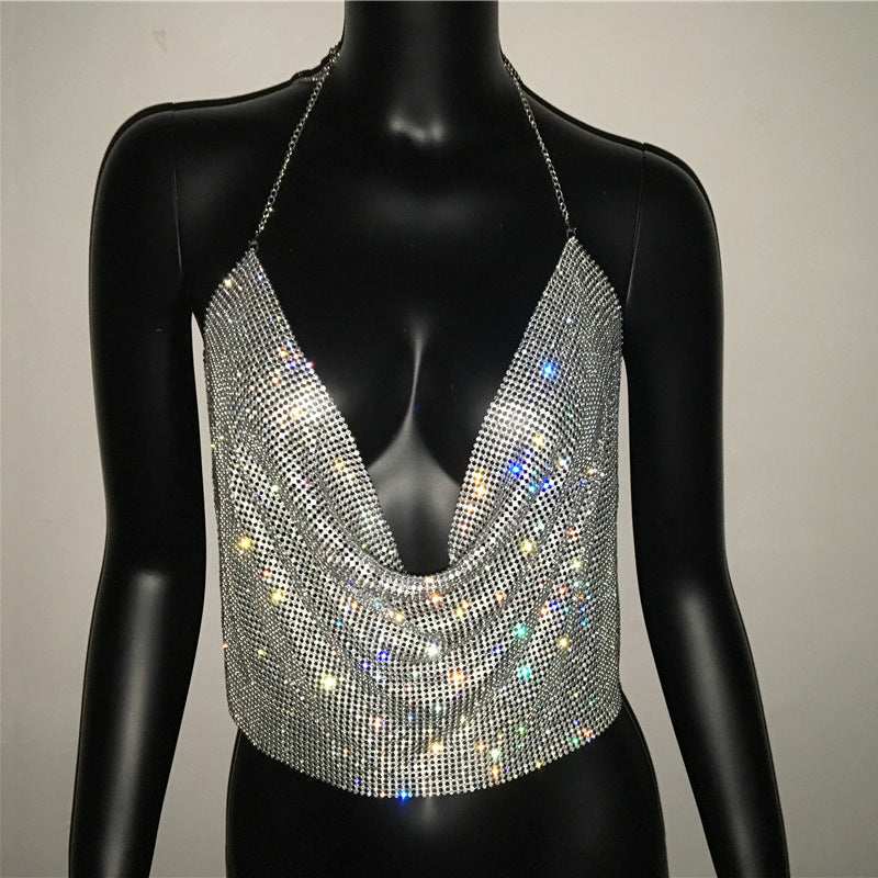 Crystal Veil – Rhinestone Drape Halter Top mooods
