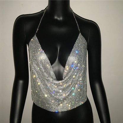 Crystal Veil – Rhinestone Drape Halter Top mooods
