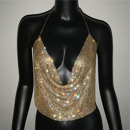 Crystal Veil – Rhinestone Drape Halter Top mooods