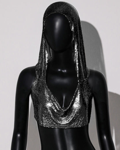 Celestial Halo – Rhinestone Hooded Crop Top mooods