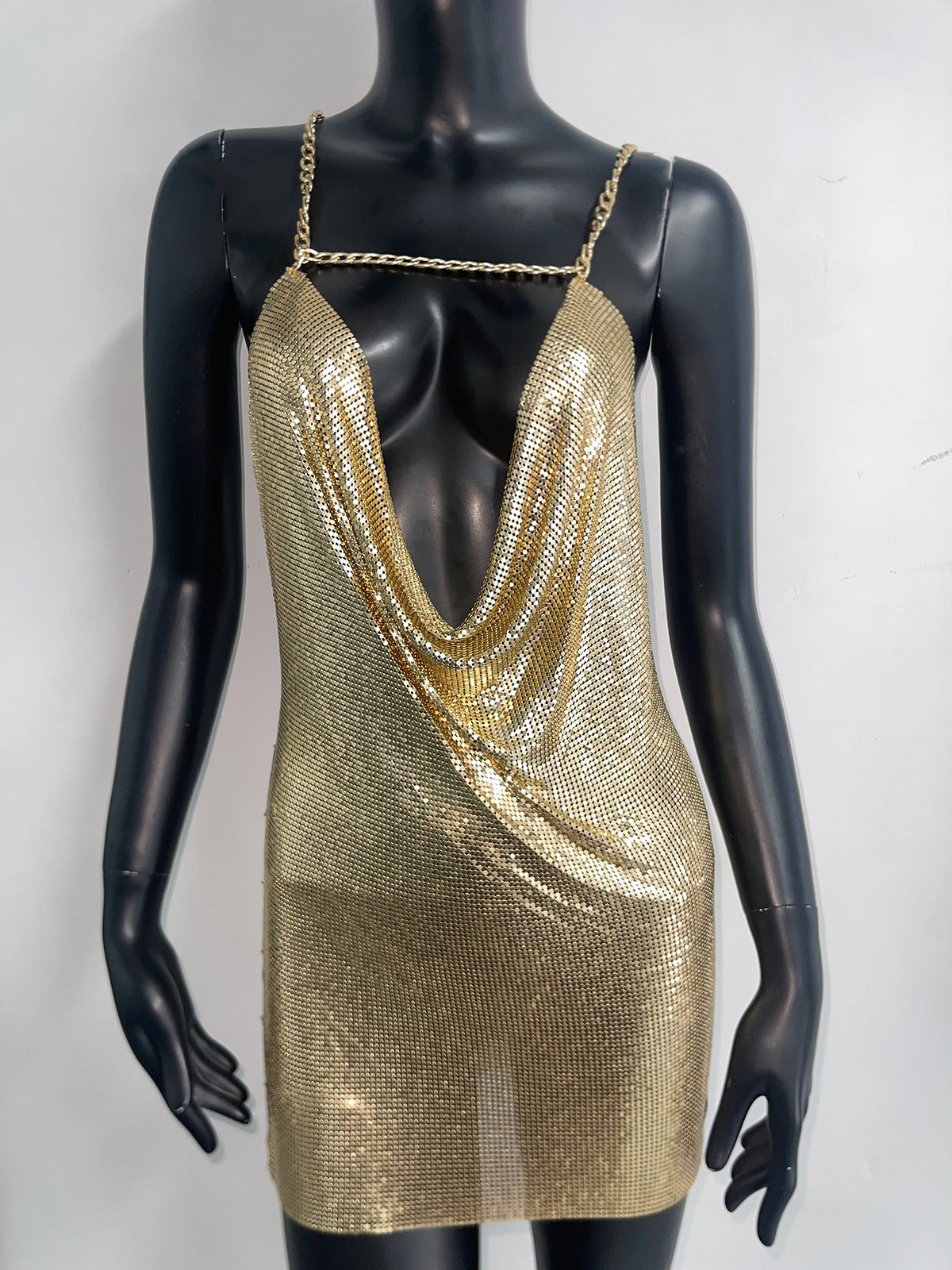 Golden Reverie – Chain Drape Mini Dress mooods