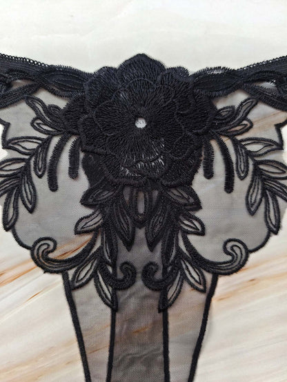 Floral Illusion Embroidered Thong mooods