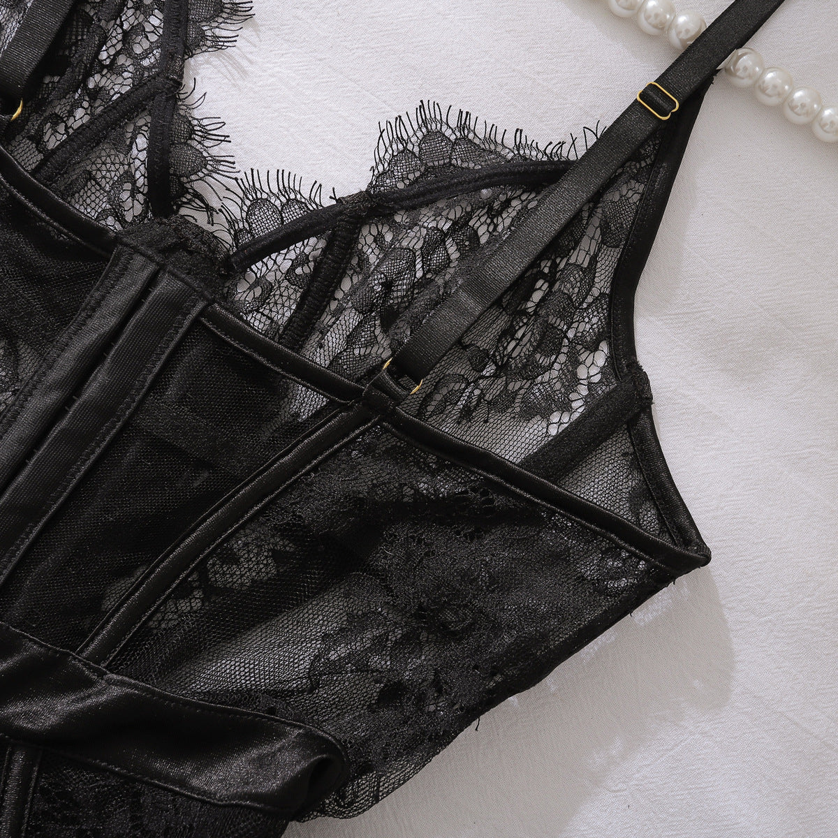 Shadow Lace Corset Babydoll Set mooods