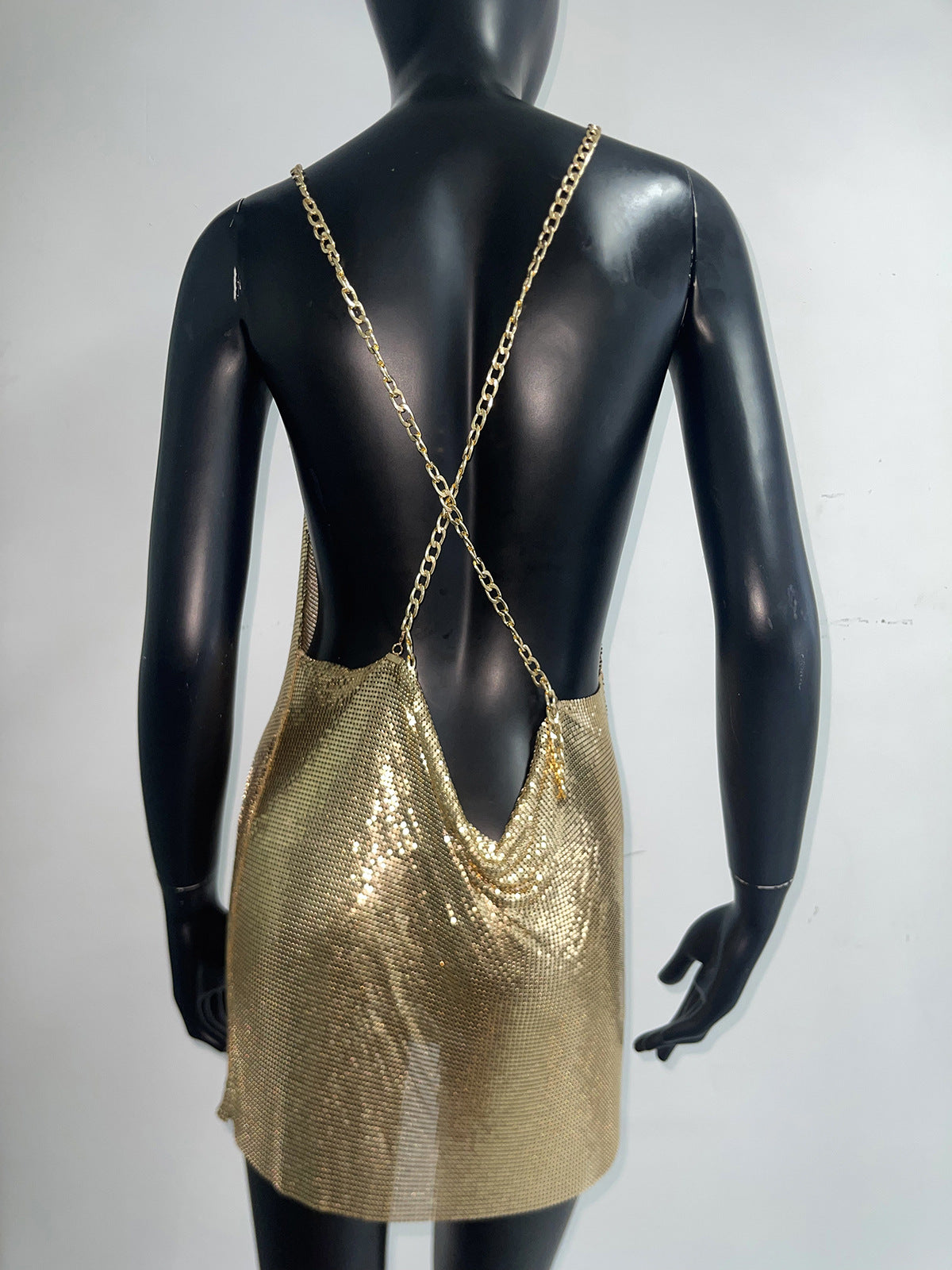 Golden Reverie – Chain Drape Mini Dress mooods