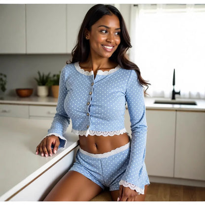 Delicate Lace Trim Nightwear Set