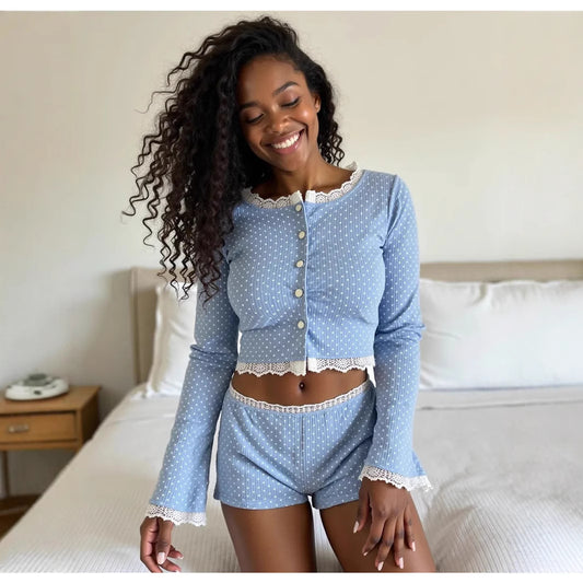 Delicate Lace Trim Nightwear Set