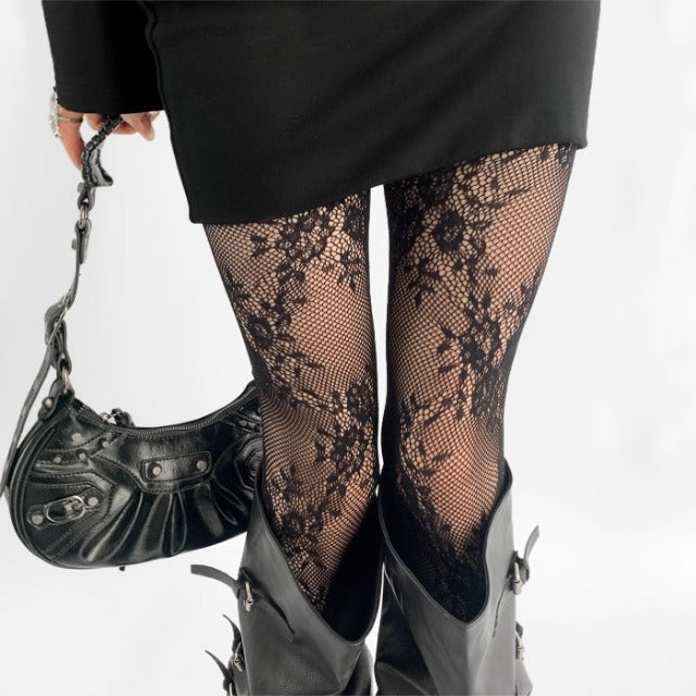 Floral Lace Mesh Tights mooods