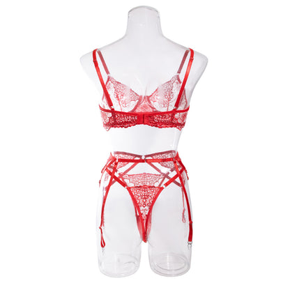 Crimson Reverie – Embroidered Lace Lingerie Set mooods