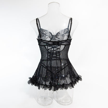 Stellar Lace Corset Babydoll Ensemble mooods