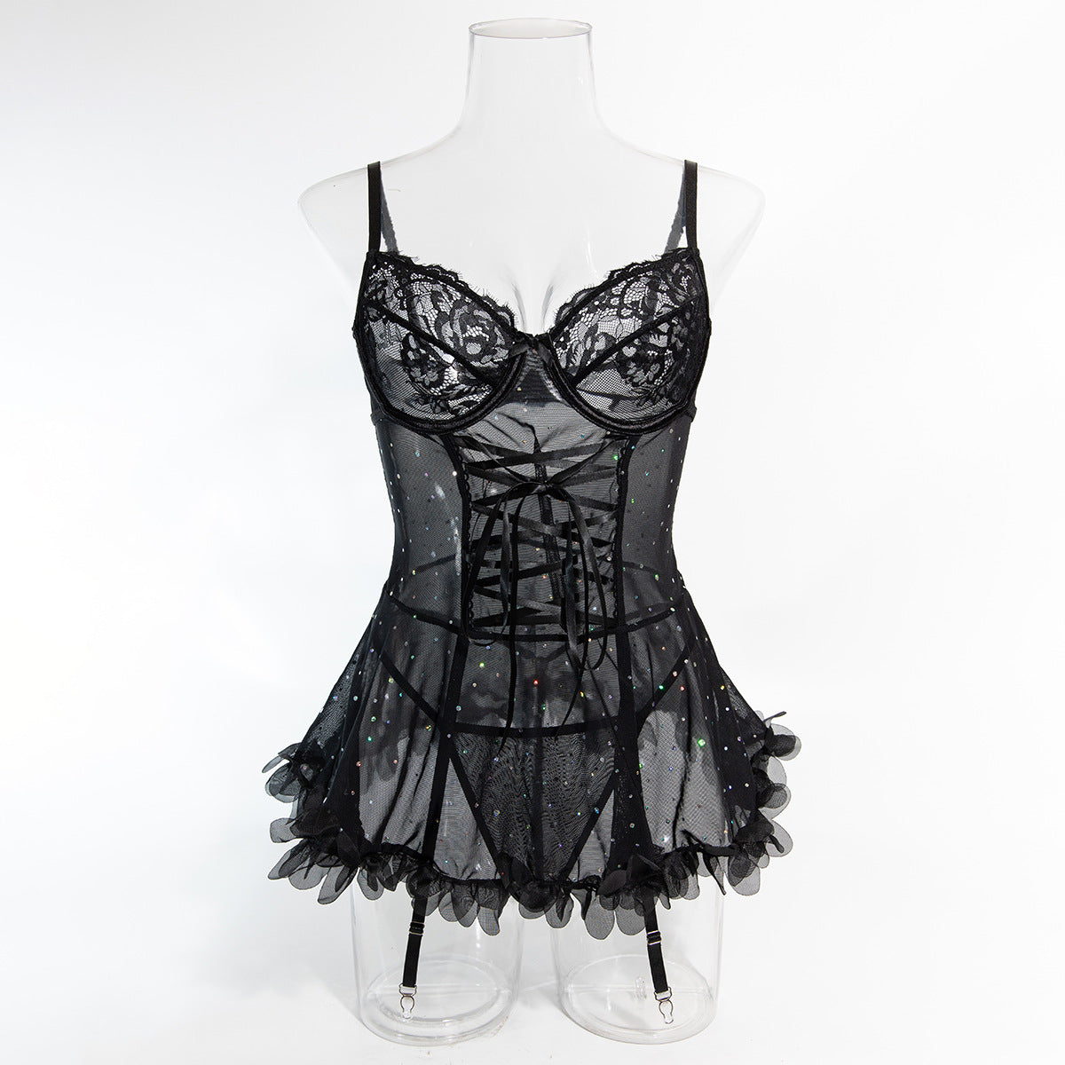 Stellar Lace Corset Babydoll Ensemble mooods