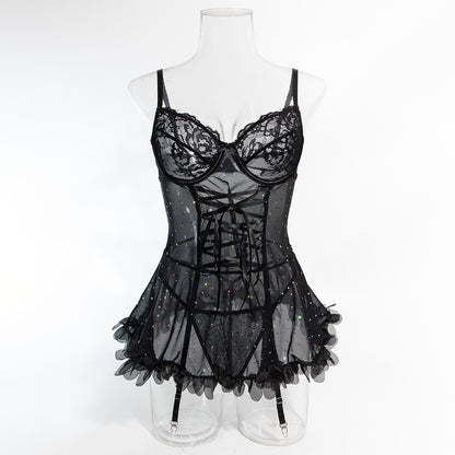 Stellar Lace Corset Babydoll Ensemble mooods