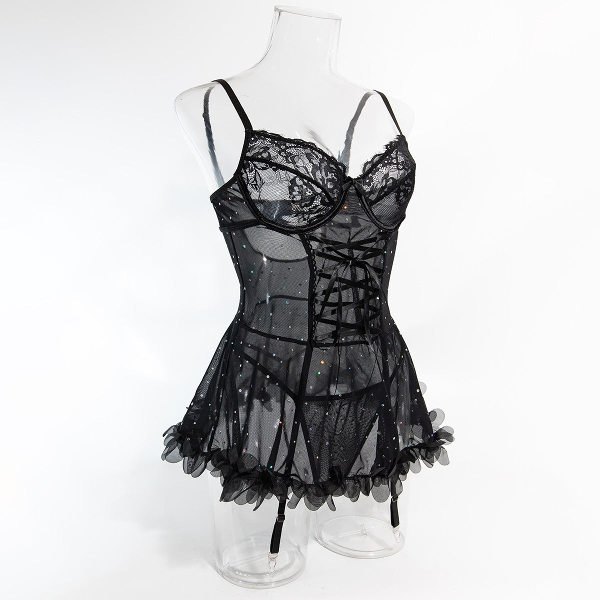 Stellar Lace Corset Babydoll Ensemble mooods