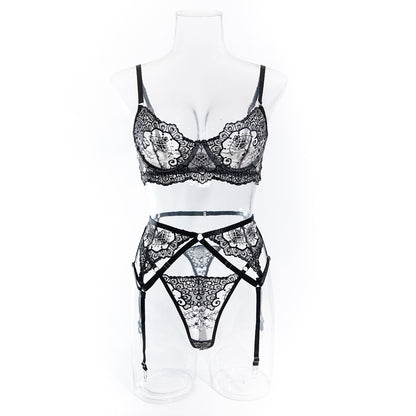 Crimson Reverie – Embroidered Lace Lingerie Set mooods