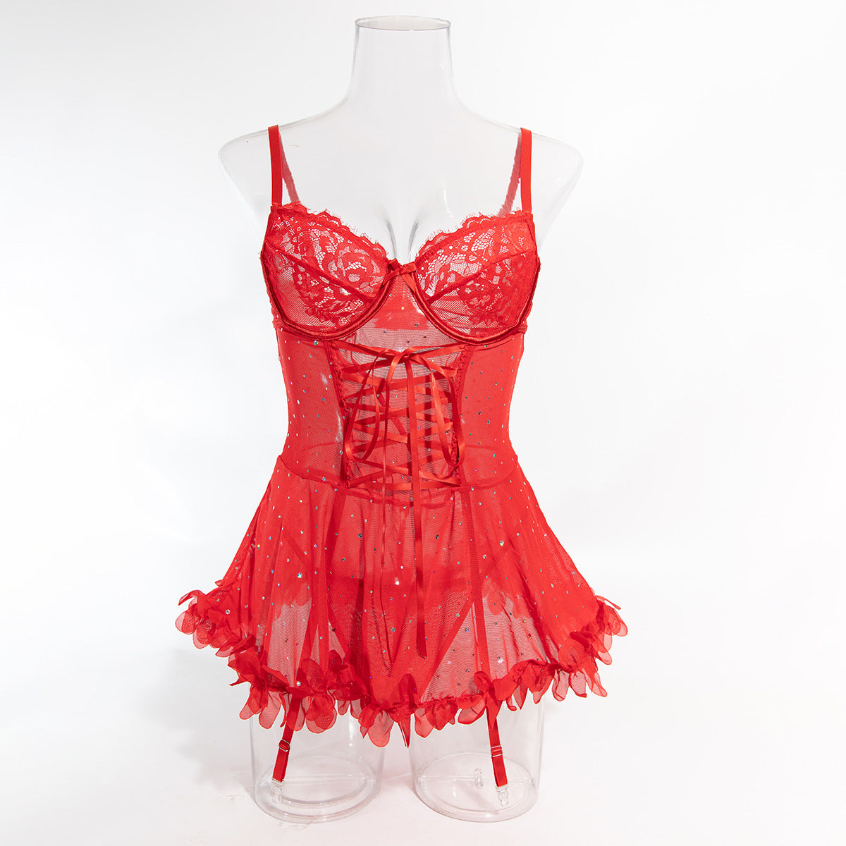 Stellar Lace Corset Babydoll Ensemble mooods
