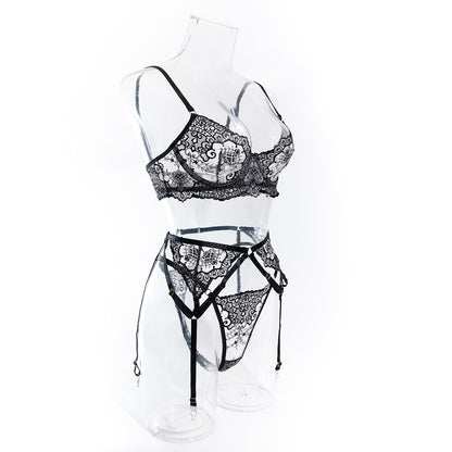 Crimson Reverie – Embroidered Lace Lingerie Set mooods