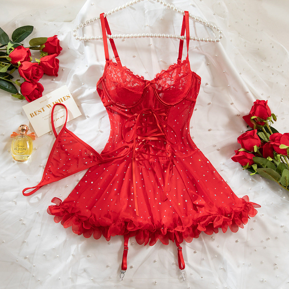 Stellar Lace Corset Babydoll Ensemble mooods