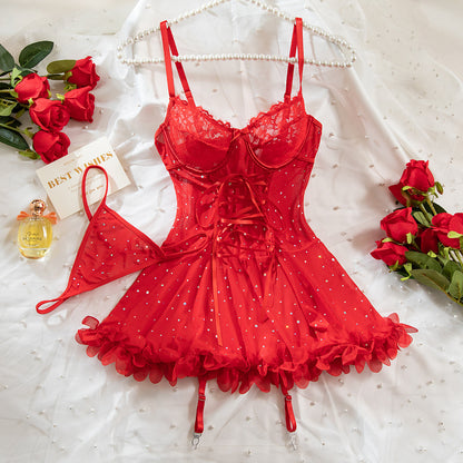 Stellar Lace Corset Babydoll Ensemble mooods