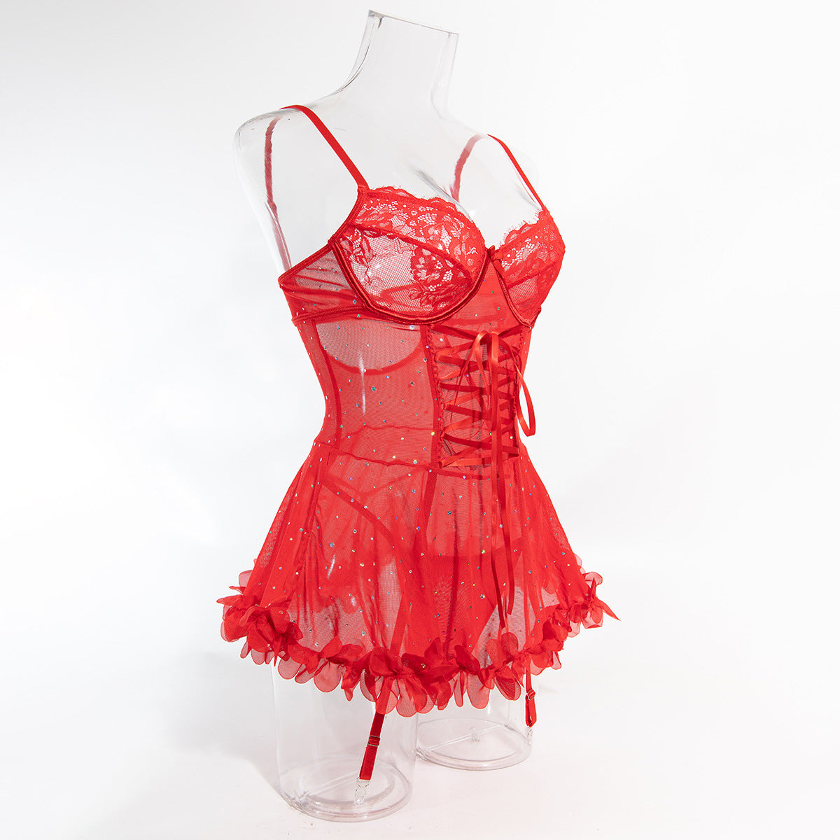 Stellar Lace Corset Babydoll Ensemble mooods
