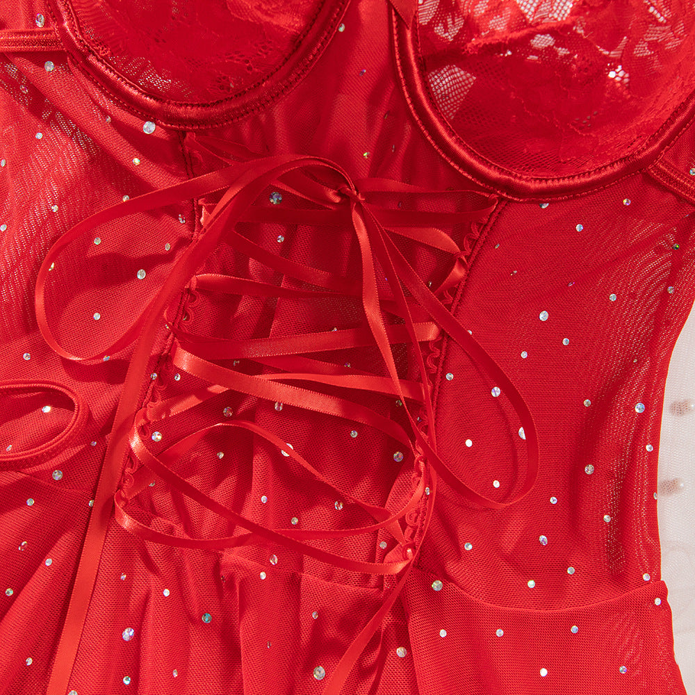 Stellar Lace Corset Babydoll Ensemble mooods