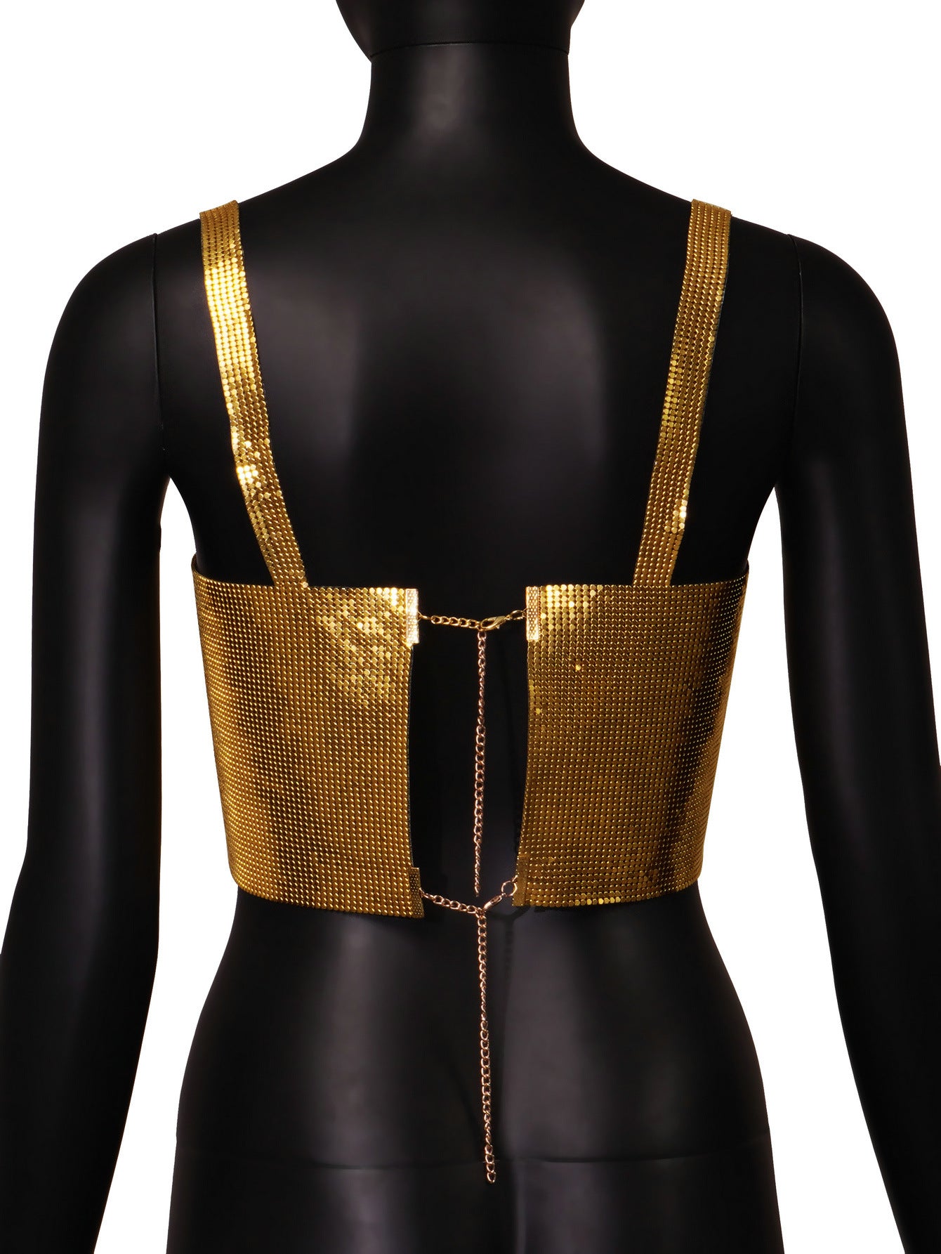 Golden Elegance Rectangular Sequin Crop Top