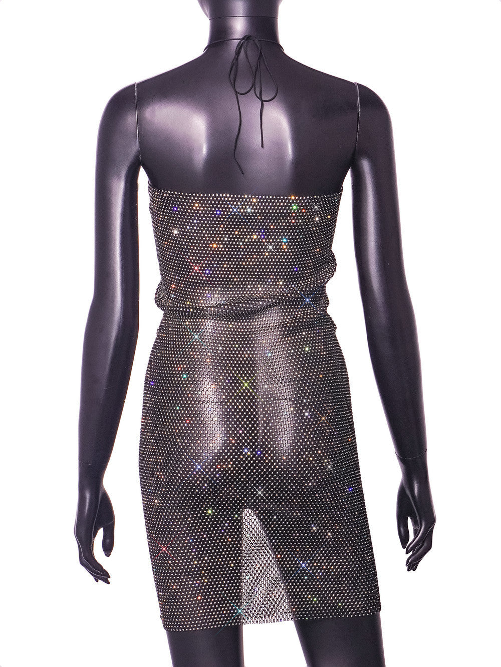 Starry Night Rhinestone Net Mini Dress