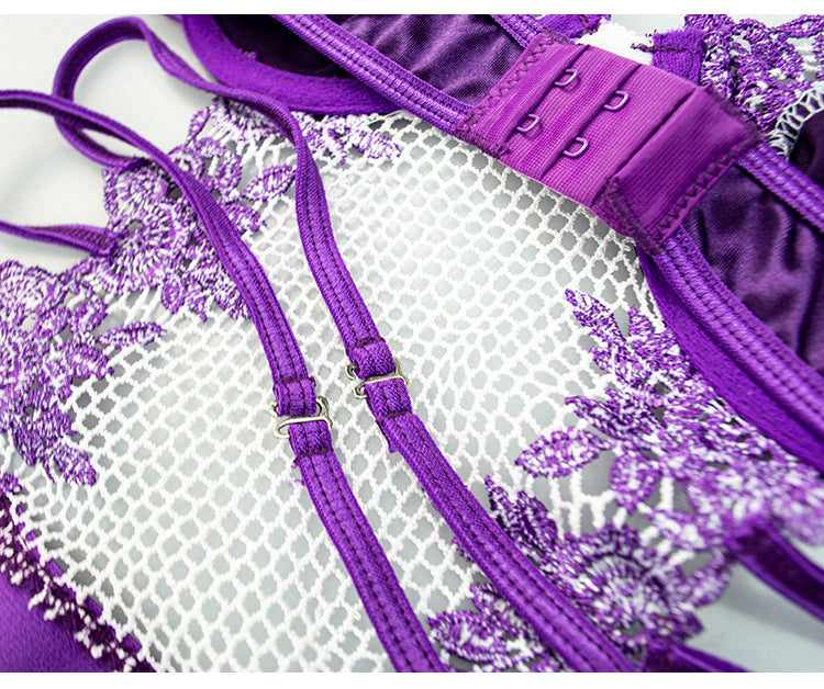 Regal Purple Satin Cutout Lingerie Set – mooods