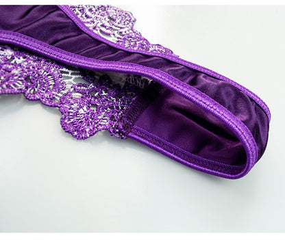 Regal Purple Satin Cutout Lingerie Set