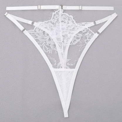 Pure Elegance Lace Lingerie Set: Longline Bra and High-Rise Thong