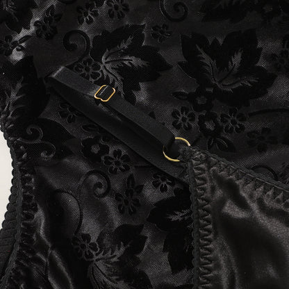 Luxury Lustrous Black Velvet Mini Dress