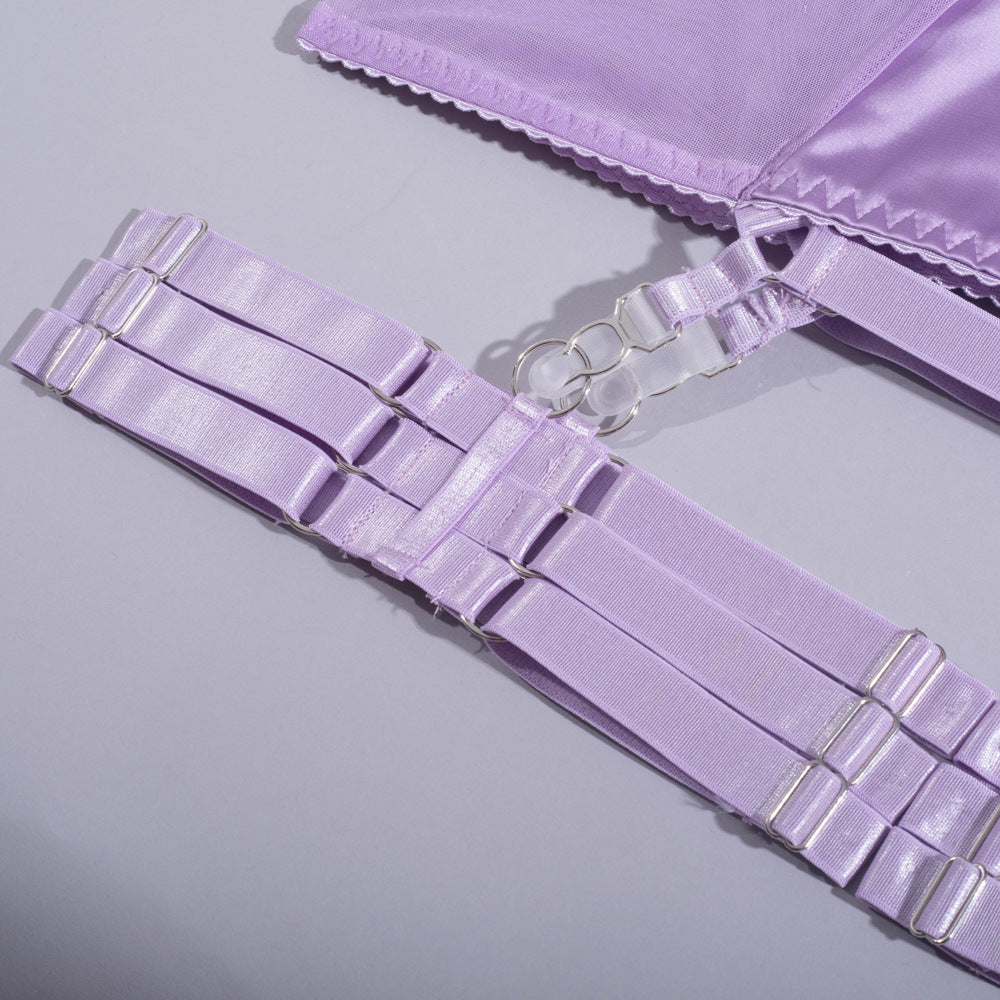 Lilac Luster 4-Piece Lingerie Set with Matching Choker