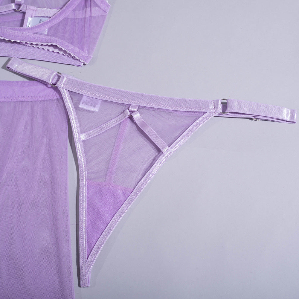 Lilac Luster 4-Piece Lingerie Set with Matching Choker