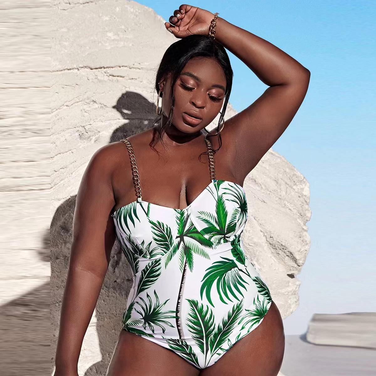 Tropical Oasis Plus-Size One-Piece Swimsuit mooods swimwear