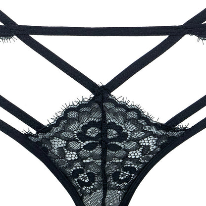 Black Lace Cutout Lingerie Set