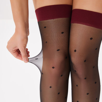 Burgundy Grace Dot Hold-Ups